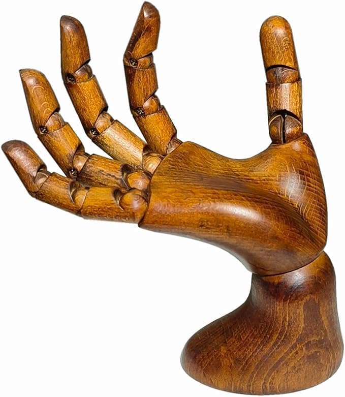 yangjietf Mannequin,Mannequin Hand,Hand Model,Hand Mannequin for Nails,Drawing Mannequin Wooden Hand,Wooden Mannequin,Antique Finish Wood Hand,Hand Model for Drawing,Male Hand of Right with Antique Finish. - Image 1